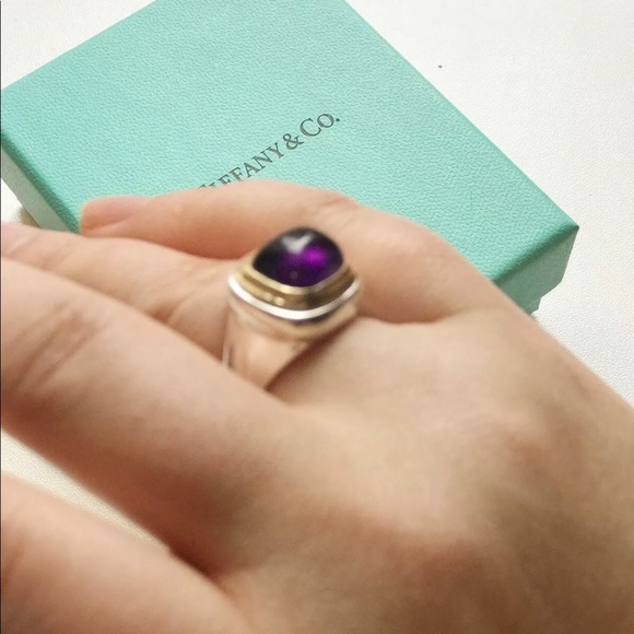 Tiffany & Co PALOMA PICASSO Sterling Silver 18k Gold Amethyst Sugar Loaf Ring - Picture 3 of 5